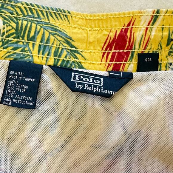 Vintage Polo Ralph Lauren Sail Boat Tropical Hawaiian Swim Trunks Size Large - Picture 2 of 3